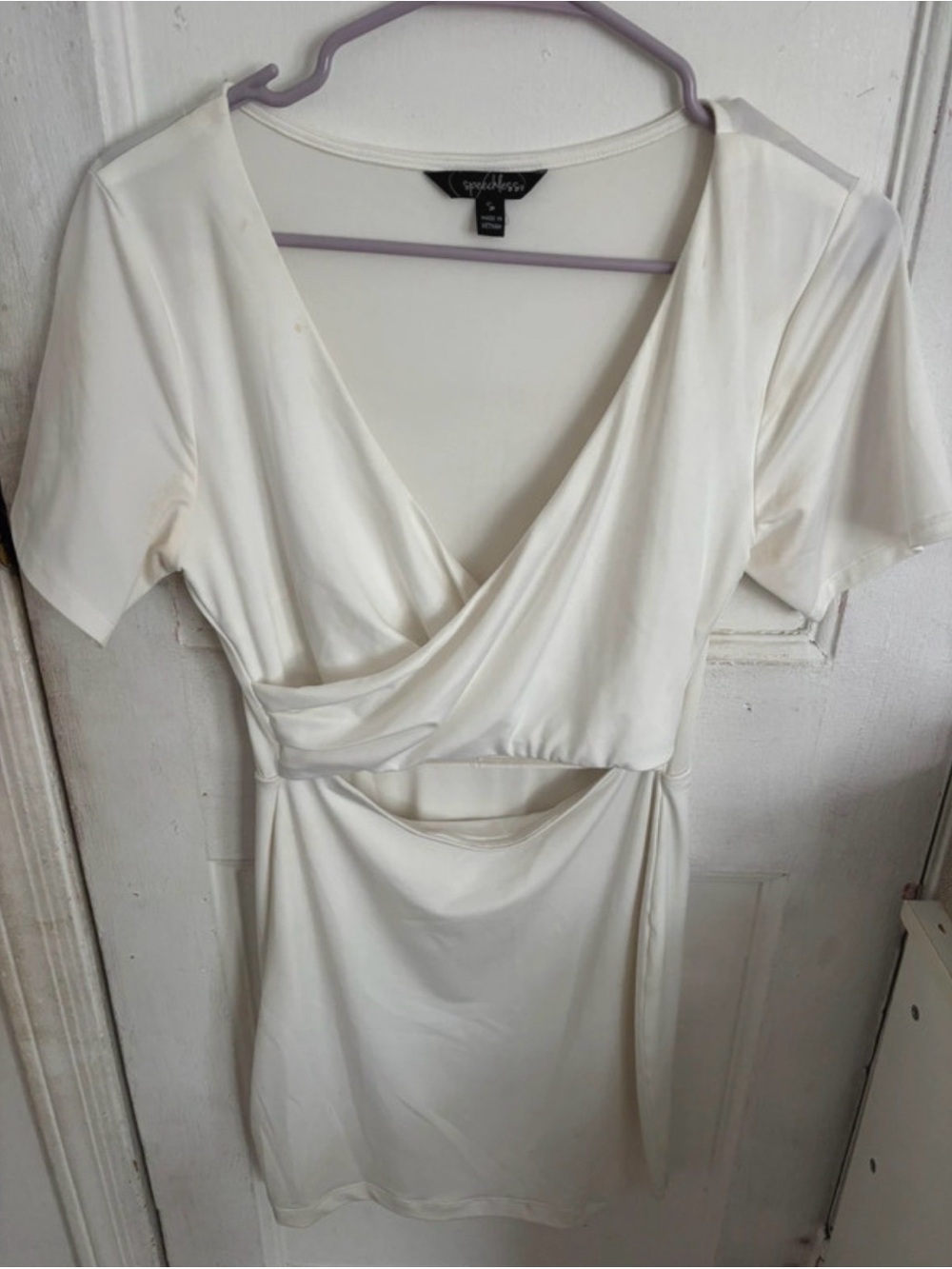 Speechless Cream Cutout Tie-Waist Mini Dress